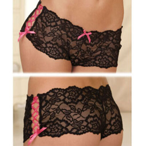 Rene Rofe Crotchless Lace Side Tie Boyleg S-M