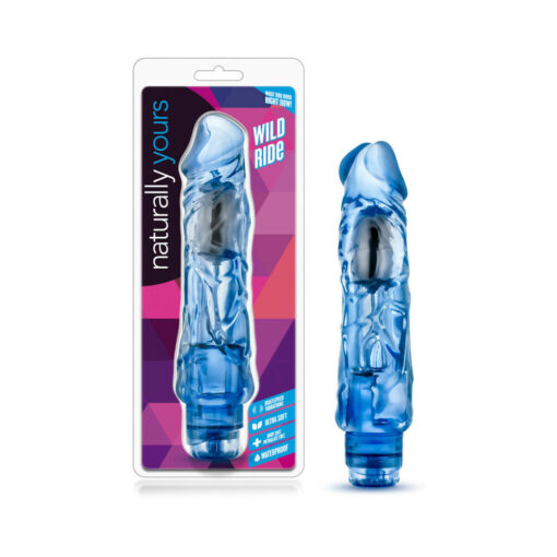 Naturally Yours Wild Ride Realistic 9 in. Vibrating Dildo Blue