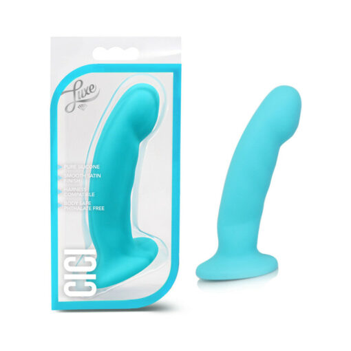 Luxe Cici 6.5 in. Curved Silicone Dildo Blue