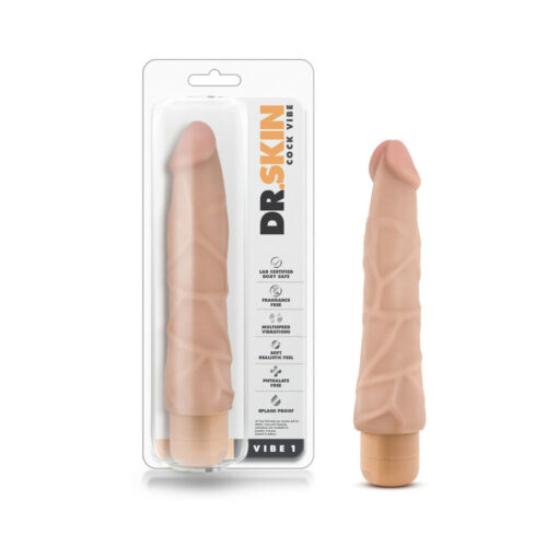 Dr. Skin Vibe 1 Realistic 9 in. Vibrating Dildo Beige