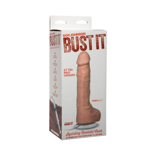 Bust It Squirting Realistic Cock White w-1oz Nut Butter