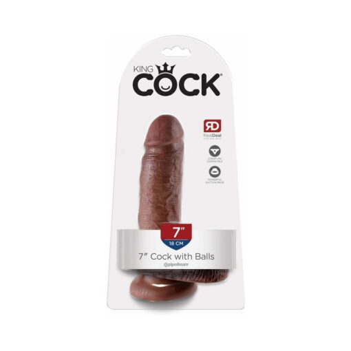 Pipedream King Cock 7 in. Cock With Balls Realistic Suction Cup Dildo Brown