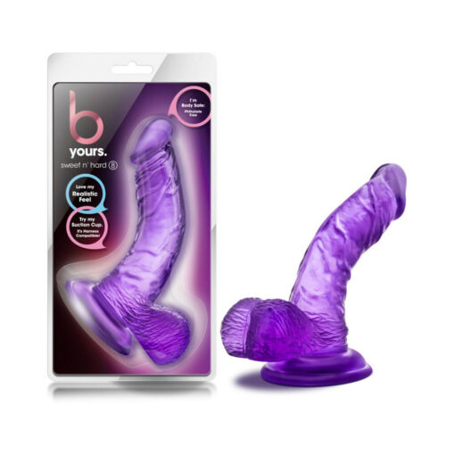 B Yours Sweet 'n Hard 8 Realistic 6.5 in. Dildo with Balls Purple