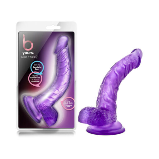 B Yours Sweet 'n Hard 7 Realistic 8.5 in. Dildo with Balls Purple