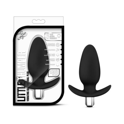 Luxe Little Thumper Vibrating Silicone Anal Plug Black