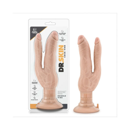 Dr. Skin Cock Vibes Double Vibe Dual Entry Vibrating Dildo Beige