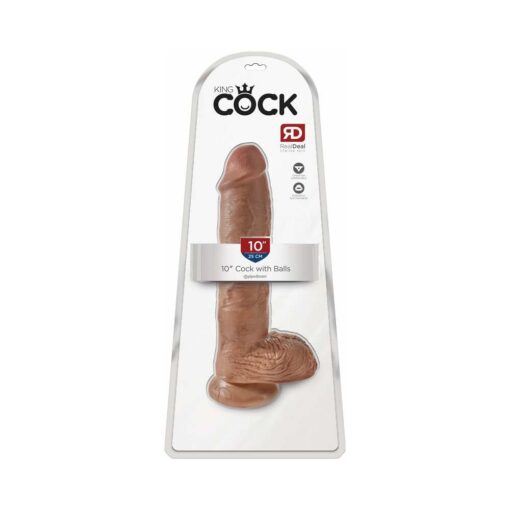 Pipedream King Cock 10 in. Cock With Balls Realistic Suction Cup Dildo Tan