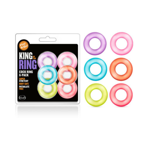 Play with Me King of the Ring Cockring 6-Pack Assorted Colors