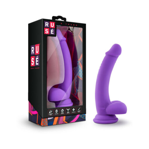 Ruse D Thang Semi-Realistic 7.75 in. Silicone Dildo with Balls Purple