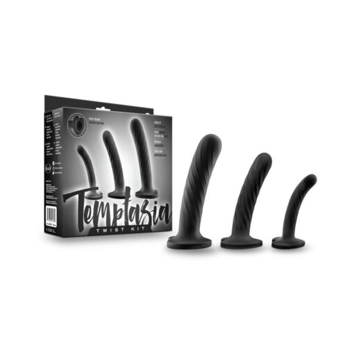 Temptasia Twist Kit 3-Piece Silicone Dildo Set Black