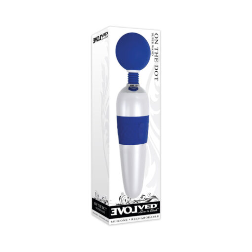 Evolved On The Dot Rechargeable Silicone Flexible Head Wand Vibrator Blue-White