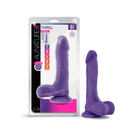 Au Naturel Bold Thrill 8.5 in. Posable Dual Density Dildo with Balls Purple