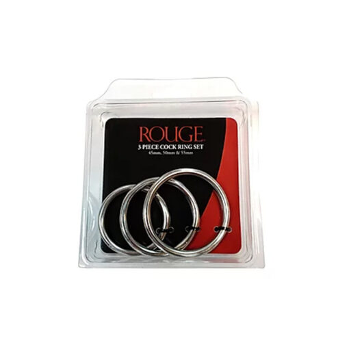 Stainless Steel  Stainless Steel 3 Piece Cock Ring Set (55mm-50mm-45mm) - in Clamshell