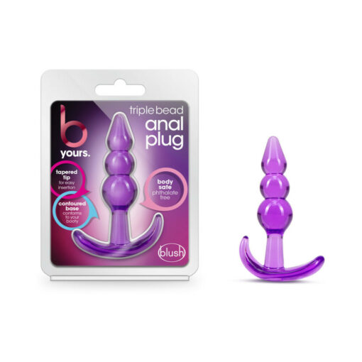 B Yours Triple Bead Anal Plug Purple