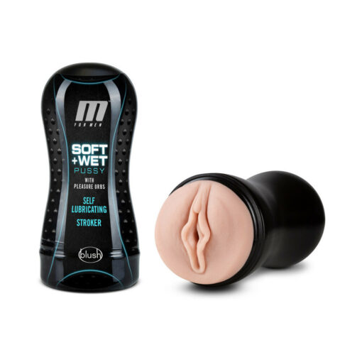 M for Men Soft + Wet Pussy with Pleasure Orbs Self-Lubricating Vagina Stroker Beige