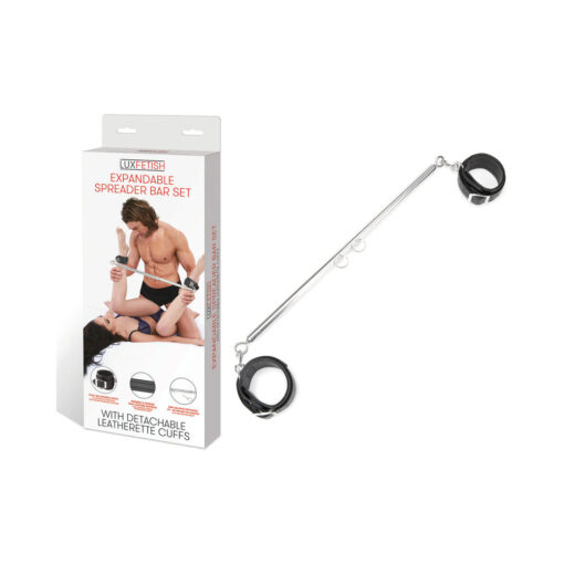 Lux Fetish Expandable Spreader Bar Set with Detachable Leatherette Cuffs