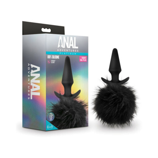 Anal Adventures Platinum Silicone Rabbit Tail Plug Black