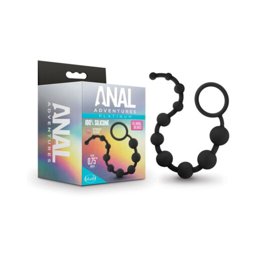 Anal Adventures Platinum Silicone 10 Anal Beads Black