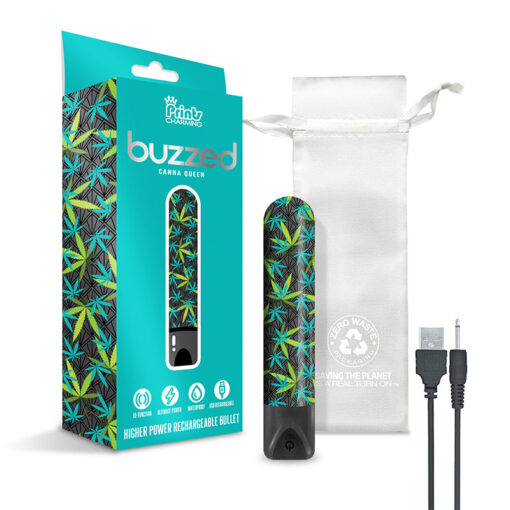 Prints Charming Buzzed Rechargeable 3.5" Bullet - Stoner Chick - Blue