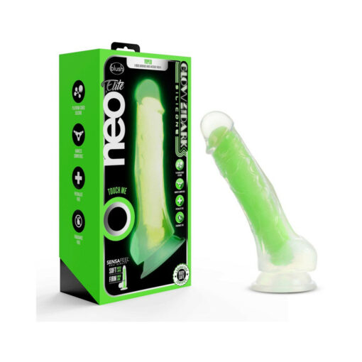 Neo Elite Glow in the Dark Viper 7 in. Dual-Density Dildo Neon Green