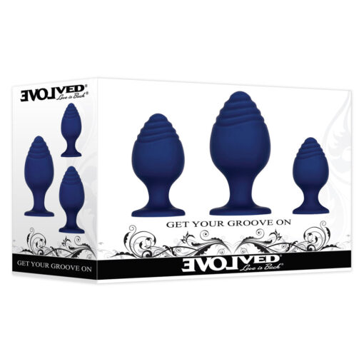 Evolved Get Your Groove On 3-Piece Silicone Anal Plug Set Blue