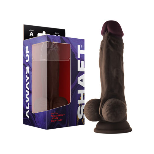 Shaft Model A: 7.5 in. Dual Density Silicone Dildo with Balls Mahogany