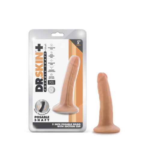 Dr. Skin Plus Realistic 5 in. Triple Density Posable Dildo Beige