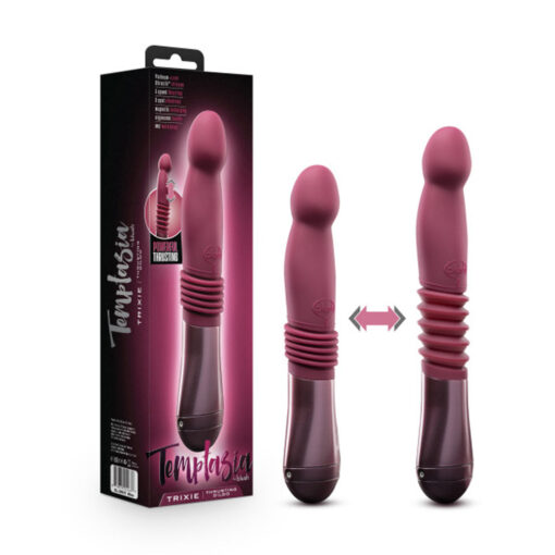 Temptasia Trixie Rechargeable 10 in. Silicone Thrusting Dildo Wine