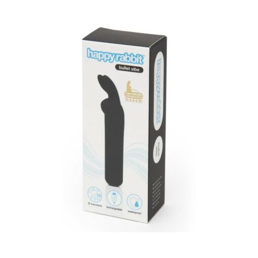 Happy Rabbit Rechargeable Silicone Bullet Vibrator With Ears Black