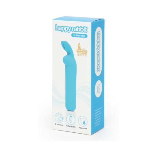 Happy Rabbit Rechargeable Silicone Bullet Vibrator With Ears Blue