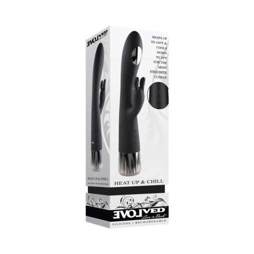 Evolved Heat Up & Chill Rechargeable Heating-Cooling Silicone Rabbit Vibrator Black