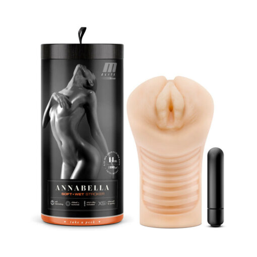 M Elite Soft + Wet Annabella Vagina Stroker with Bullet Vibrator Beige