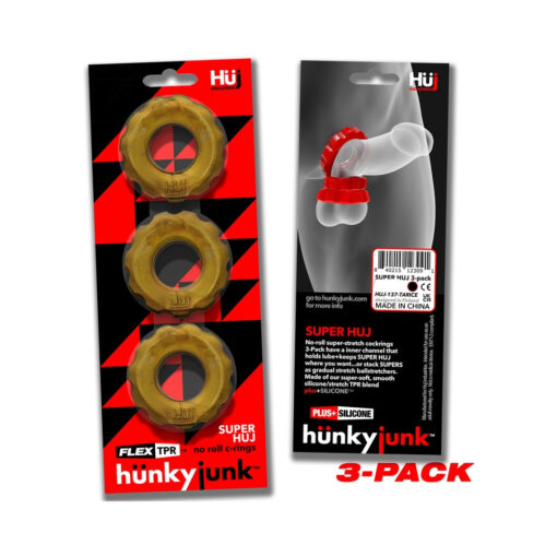 Hunkyjunk SuperHuj 3-Pack Cockrings Bronze Metallic