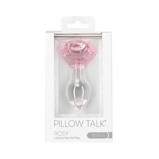 Pillow Talk Rosy Glass Anal Plug with Pink Rose Base