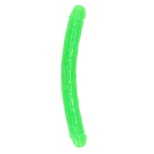 RealRock Glow in the Dark Double Dong 12 in. Dual-Ended Dildo Neon Green