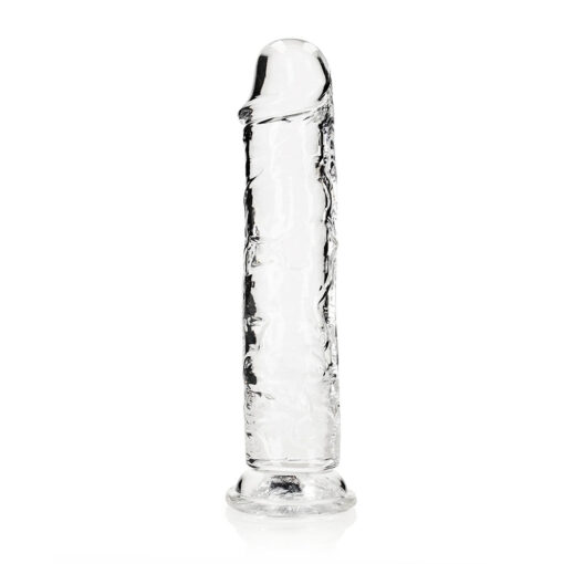 RealRock Crystal Clear Straight 10 in. Dildo Without Balls Clear