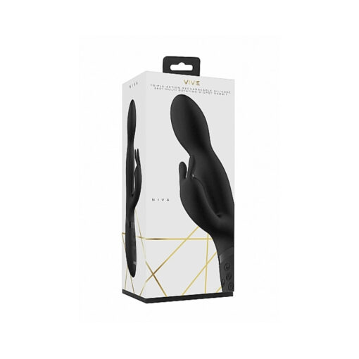 VIVE NIVA Rechargeable 360 Rotating Silicone Rabbit Vibrator Black