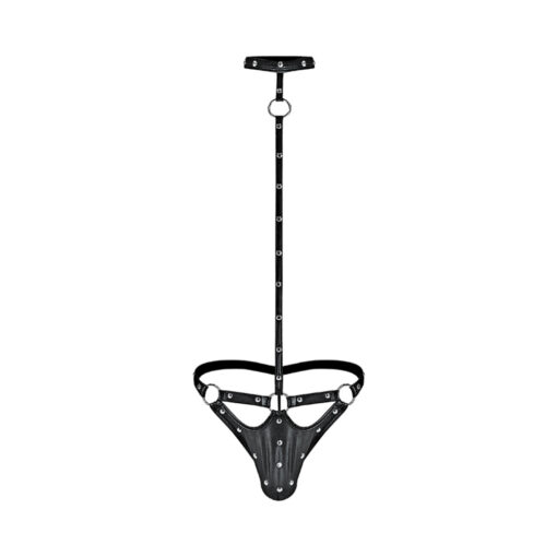 Male Power Fetish Tormentor Choker G-String Body Harness Black L-XL