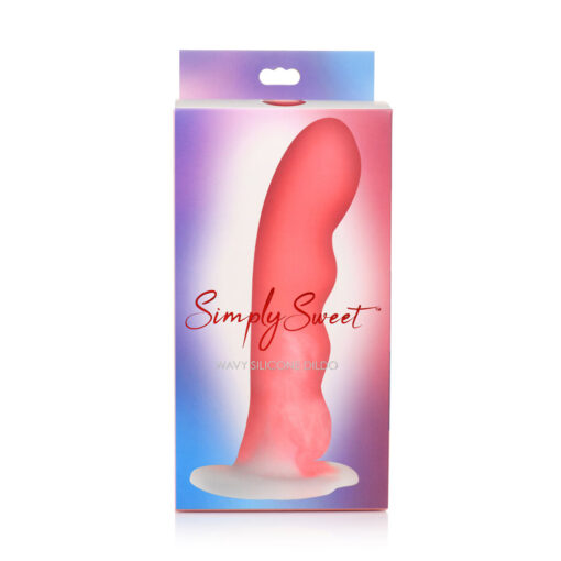 Simply Sweet Wavy 8 in. Silicone Dildo Pink-White