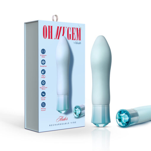 Oh My Gem Ardor Rechargeable Warming Silicone Tapered Vibrator Aquamarine