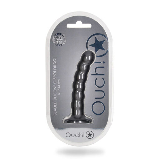 Ouch! Beaded Silicone 5 in. G-Spot Dildo Gunmetal