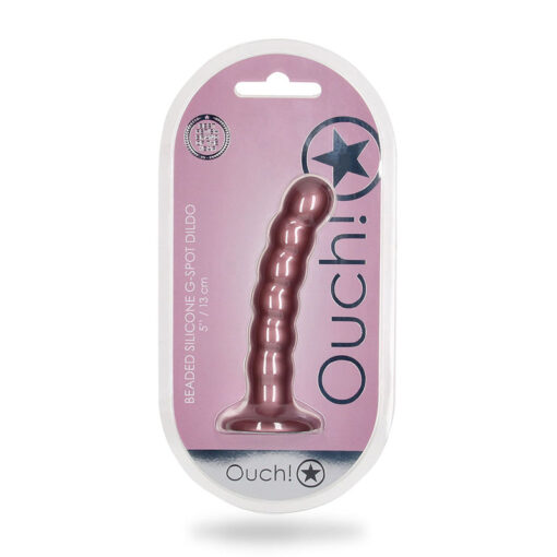 Ouch! Beaded Silicone 5 in. G-Spot Dildo Rose Gold