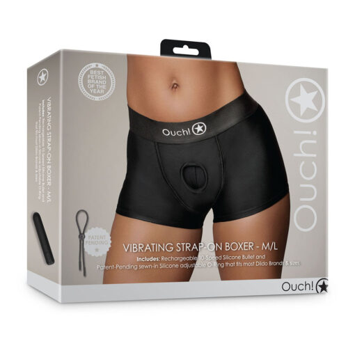 Ouch! Vibrating Strap-on Boxer Black M-L