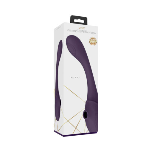 VIVE MIRAI Rechargeable Double Ended Pulse Wave & Air Wave Bendable Silicone Vibrator Purple