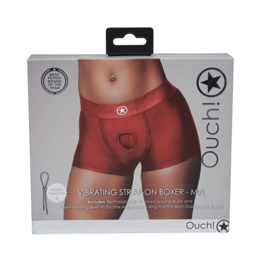 Ouch! Vibrating Strap-on Boxer Red M-L