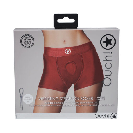 Ouch! Vibrating Strap-on Boxer Red XS-S