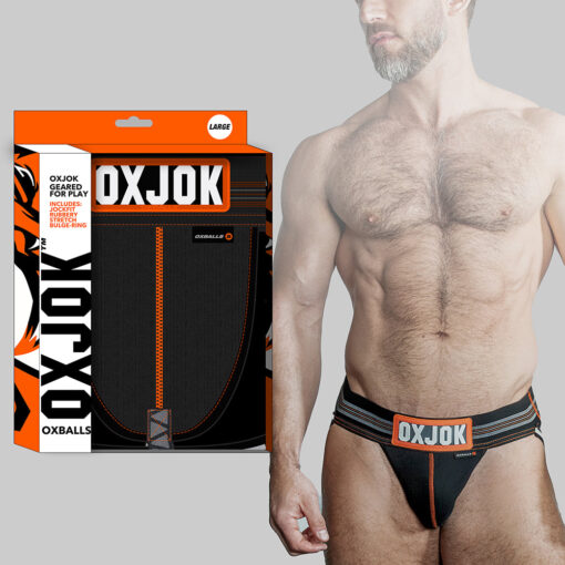 Oxballs Oxjok Slingjock Upthrust Slider-Strap Jock Black Iron L