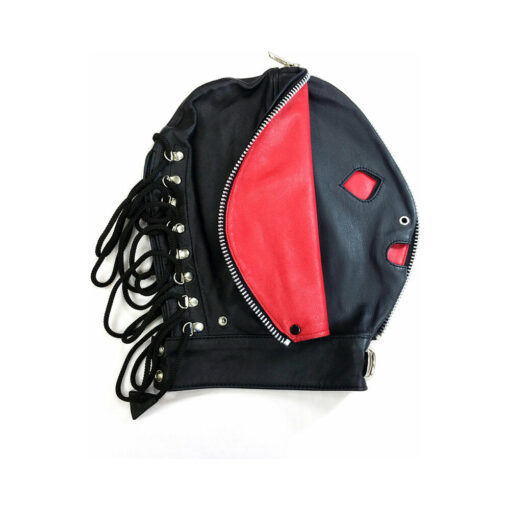 Rouge Leather Fly Trap Mask Black-Red