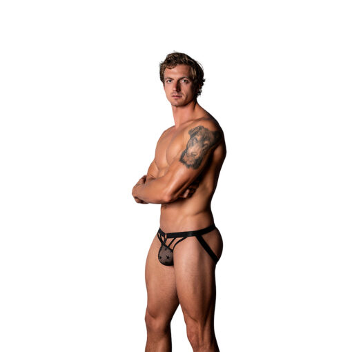 Male Power Love Star Jock with Ring Black L-XL