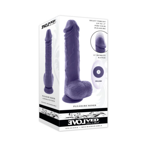 Evolved Pleasure Rider Rechargeable Dildo with Remote Silicone Purple